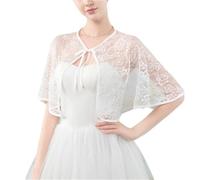 MXMZSRTH Scialle Da Abito Abito da sposa Scialle Primavera Estate e Autunno Sezione sottile Mantello Cerimonia di nozze Piccola spalla Velo Pizzo Mantella in pizzo multicolore(Blanc)