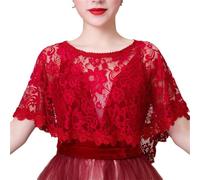 MXMZSRTH Scialle Da Abito Velo da sposa Scialle Abito da sposa Velo estivo Velo da cerimonia sottile in pizzo(Red)