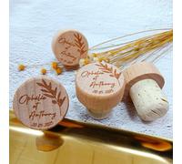 MXN Tappo in sughero per vino in legno con incisione personalizzata, tappi e sacchetti per bottiglie di vino, bomboniere personalizzate per gli ospiti (100 pezzi)