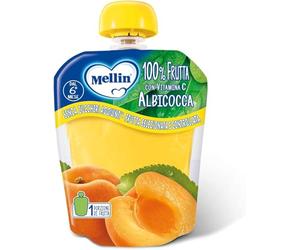 MXP5 INTERNAL SALE ONLY Mellin - Pouch Merenda 100% Albicocca con Vitamina C - 6 Confezioni da 90 gr