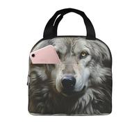 MXPELGHMAD Borsa termica per il pranzo da donna, borsa per il pranzo con lupo solitario, grande capacità, borsa termica per picnic