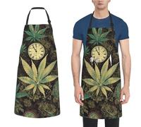 MXPELGHMAD Grembiule da cucina impermeabile con tasche bel gallo gallina grembiule regolabile con tracolla da chef, Un soffio in tempo erba marijuana, Taglia unica