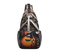 MXPELGHMAD Sling Bag Crossbody Borsa a tracolla Borsa a tracolla Borsa a tracolla Borsa a tracolla Alce Nebbia Foresta Sling Zaino Viaggio Escursionismo Day, Musica per chitarra elettrica, Taglia