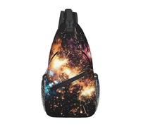 MXPELGHMAD Sling Bag Crossbody Borsa a tracolla Cross Chest Bag Bandiera con strisce rosse e stelle blu Sling Zaino Viaggi Escursionismo Daypack, Fuochi d'artificio di, Taglia unica