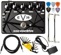 MXR EVH5150 Overdrive Distortion - Pedale per effetti per chitarra elettrica, con interruttore Boost e Noise Gate, con adattatore Tonebird 1500 mA 9 V, cavo patch, multi-strumento, set di plettri