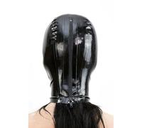 MXRYSQY Cappuccio in Lattice con Parrucca Coda di Cavallo Maschera per Testa in Latex per Cosplay in Discoteca Accessori(Size:XS-60CM)