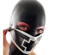 MXRYSQY Cappuccio in lattice per Feste Cosplay Blindfold Rimovibile E Maschere con Cerniera Maschera Facciale in Lattice Party(Size:XXL-73CM)