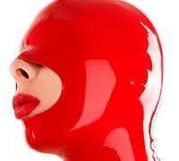 MXRYSQY Lattice Testa Coperchio Bocca Esposta Maschera Facciale in Lattice Rosso Costume da Club per Feste Cosplay con Cerniera(Size:s)