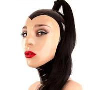 MXRYSQY Lattice Testa Coperchio Faccia Trasparente lattice Maschera con Parrucca per Uomo Donna Occhi Esposti Bocca Esposta(Size:m)