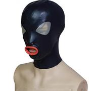 MXRYSQY Lattice Testa Coperchio Maschera Facciale in Lattice Carnevale Costume da Club per Cosplay con Cerniera Bocca Esposta(Size:S)