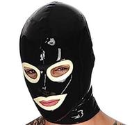 MXRYSQY lattice Testa Coperchio Nero lattice Maschera con Rifiniture Bianche Occhi Esposti Bocca Esposta con Cerniera per Party(Size:l)
