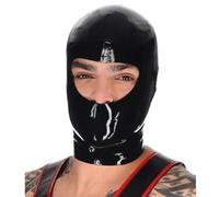 MXRYSQY Lattice Testa Coperchio Nero Maschera Facciale in Gomma Bocca Esposta Abbigliamento Club Party Cosplay per Unisex(Size:l)