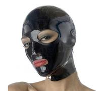 MXRYSQY Lattice Testa Coperchio Nero Maschera Facciale in Gomma con Cerniera Posteriore Aprire Occhi Abbigliamento Unisex(Size:XL)