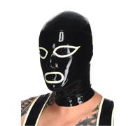 MXRYSQY Lattice Testa Coperchio Sexy Gomma Mascherina Apertura per Naso con Cerniera Posteriore per Cosplay Party Club Unisex(Size:S-63CM)