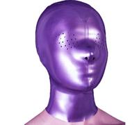 MXRYSQY lattice Testa Coperchio Sexy Viola lattice Maschera per la testa Cappuccio in lattice con Cerniera per Party Club Wear(Size:M)