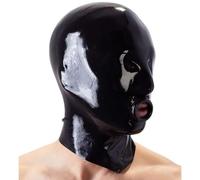 MXRYSQY Negro Lattice Testa Coperchio Maschera Viso Sexy con Bocca Esposta Festa in Cosplay di Halloween con Cerniera Posteriore(Size:xxl)