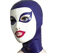MXRYSQY Sexy lattice Testa Coperchio Maschera in Gomma Maschera Viso Sexy Cerniera Posteriore Fatta a Mano Occhi Esposti Bocca(Size:xl)