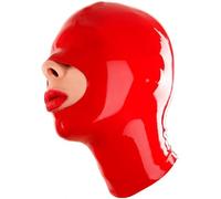 MXRYSQY Sexy Rosso Lattice Testa Coperchio con Cerniera Posteriore Mostra il Naso e il Mento per Costumi Festa in Maschera Cosplay(Size:XXL)