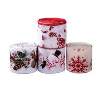 Mxshc Nastro Natalizio,4 Rotoli Decorazioni Festive 4,57 Metri,Lavoretti Natalizi Nastro Invernale con Pupazzo di Neve - per Ghirlanda Corona Scalinata Cassetta Postale Luci A Filo Finestra Porta