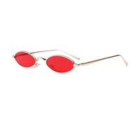 Mxssi Small Oval Occhiali da sole per uomo Donna Retro Metal Frame Giallo Rosso Occhiali da sole vintage C1