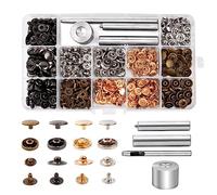MXTIMWAN 100 Pezzi 10mm Snap Fastener Kit, Bottoni Automatici a Pressione, Bottoni a Pressione Metallo con Strumenti di Fissaggio per Lavori in Pelle Fai da Te, Jeans, Vestiti, Portafoglio (4 Colori)