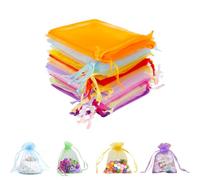 MXTIMWAN 100 Pezzi Sacchetti Organza Portaconfetti, Sacchetti Regalo Organza 7x9cm Colorati Sacchetti Bustina Borse Organza con Coulisse per Bomboniere Bustine Portaconfetti per Nozze Caramella