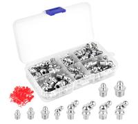 MXTIMWAN 105 Pezzi Set di Ingrassatori, Assortimento di Ingrassatori con Cappucci Protettivi, M6 M8 M10 Grasso Raccordo Assortimento per Attrezzature Meccaniche (Dritto e Angolato 45 ° 180 °)