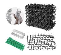MXTIMWAN 12 Pezzi Tappetino Repellente per Gatti, 15x20cm Stuoie di Spine Anti-Gatto + 12 Unghia Macinata a Forma di U + 20 Cravatta Verde, Tappetino per Gatti con Punt Punte per Prato Giardino