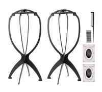 MXTIMWAN 2 Pezzi Porta Parrucca,Supporto per Parrucca,Parrucche Portatili Supporto,Plastica Porta Parrucca Pieghevole,Porta Parrucche Con 2 retine per parrucche, pettine e fermagli