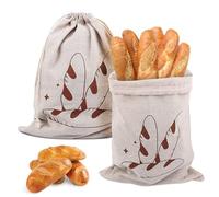 MXTIMWAN 2 Pezzi Sacchetto per Pane,Sacchetto Portapane in Cotone e Lino,Sacchetti per Pane in Lino Riutilizzabili con Coulisse,per la conservazione degli alimenti,per Frutta e Verdura-29×40 cm