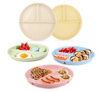 MXTIMWAN 5 Pezzi Set Piatti Piani Divisi, Piatto Piano in Plastica con 3 Scompar