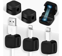 MXTIMWAN 6 Pezzi Clip per Cavi, Organizer Cavi, Ferma Cavi Adesivi Magnetici, Magnetic Cable Clips, Cable Management Scrivania, Cable Organizer per USB, Scrivania, Comodino, Cavi di Ricarica (Nero)