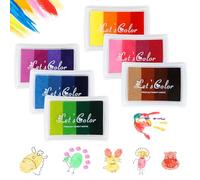 MXTIMWAN 6 Pezzi Finger Tamponi di Inchiostro, 24 Colori Tamponi Colorati per Timbri, Non Tossico Rainbow Tampone di Inchiostro per Timbri, Scrapbooking, Fai da Te, Creare Schede