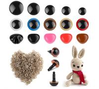 MXTIMWAN 753 Pezzi Occhi e Nasi di Sicurezza con Rondelle, 5-12 mm Occhi Amigurumi con Naso di Sicurezza, Occhi per Pupazzi in Plastica per Peluche, Animali all'Uncinetto