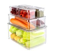 MXTIMWAN Contenitori Organizzatori Frigorifero Set di 7, Impilabile Organizzatori per Cucina Contenitori con Copertina e Maniglia per Cucina, Dispensa, Armadietti, Bagno (Senza BPA)