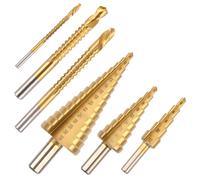 MXTIMWAN Fresa Conica Trapano a Gradini,6 Pezzi,Punte Coniche HSS Trapano in Titanio,Punte a Gradino con Gambo Esagonale,Punte a Gradini 4-32mm、4-20mm、4-12mm per Legno, Metallo, Plastica, Alluminio