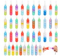 MXTIMWAN Mini Pop Push It Fidget Toy Portachiavi, 40 Pcs Mini Toy Portachiavi, Mini Squeeze Pop Fidget It Giocattoli, Colorato Silicone Spremere Pop Bubble Giocattoli Sensoriali, per Bambini e Adulti