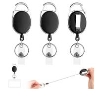 MXTIMWAN Porta Badge, 3 Pcs Clip a Bobina, Retrattile Bobina Badge, Portachiavi Retrattile Allungabile Portas Badge,Retrattile Bobina di Chiave a Catena con Portachiavi per Carta Identità Porta Badges