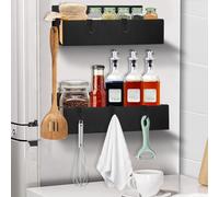 MXTIMWAN Portaspezie Magnetcio per Frigorifero, 2 Pezzi Porta Spezie per Cucina Magnetico Organizer Scaffale Magnetico per Frigorifero, Portaspezie Salvaspazio Mensola Cucina Magnetcio con 6 Gancio