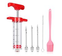 MXTIMWAN Siringa per Carne BBQ,3 Aghi 1 Spazzola di Pulizia 30ml Siringa Alimentare, Alimentare Meat Injector, Iniettore di Condimento, Siringa Cucina, Iniettore Alimentare per Manzo, Pollo, Maiale