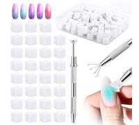 MXTIMWAN Spugna Unghie con Pinza Metallica, 100 Pezzi Strumenti per la Nail Art Pennello di Spugnas, Spugna per Nail Art, Unghie Ombre Design, Strumenti per NailArt Creare Motivi Sfumati