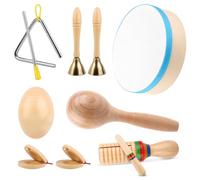 MXTIMWAN Strumenti Musicali Bambini, 9 Pezzi Set Strumenti Musicali Percussioni in Legno, StrumentiMusicali Montessori per Bambini 3 4 5 6 Anni, Educativi Regalo