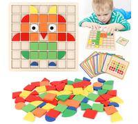 MXTIMWAN Tangram Puzzle per Bambini, 120 Forma Geometrica con 20 Carte Fronte Retro,Tangram Puzzle in Legno per Bambini di Forme Geometriche, Montessori Puzzle in Legno per Bambini 3 4 5 6 Anni