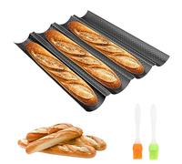 MXTIMWAN Teglia per Baguette, Stampo per Baguette, Teglia per il pane, Stampo per Pane Francese Con Rivestimento Antiaderente, Tampo per Baguette a 4 Griglie, Piastra per Pane Traforata