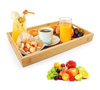 MXTIMWAN Vassoio da Portata, Vassoio da Portata in Bambù con Manici, Vassoio Legno da Cucina, Vassoio Rettangolare Piatto da Colazione per Colazione, Tavolino da Caffè, Decorazione Letto (30x20x4cm)