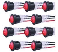 mxuteuk 10 pezzi AC 220V illuminazione a luce rossa interruttore a bilanciere rotondo incorporato interruttore a levetta con alimentatore SPST ON-OFF a 3 pin AC 250V 6A 125V 10A MXU1-5-101NR-CX