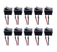 mxuteuk 10 pezzi Interruttore a bilanciere nero quadrato con interruttore a levetta a filo pre-saldato AC 6A/250V 10A/125V SPST 2 pin a 2 posizioni on/off KCD1-3-101-X