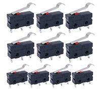 mxuteuk 10 pezzi Mini micro interruttore di finecorsa Cerniera lunga Semicircolare arco Leva di piegatura Interruttore a braccio Pulsante a scatto Tipo 3 pin 5A 125 250V AC SPDT 1NO 1NC KW11-3Z05
