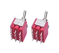 mxuteuk 2 pezzi 12 Terminale 3 posizioni 4PDT Mini interruttore a levetta in miniatura Cruscotto auto ON/OFF/ON 5A 125V 2A 250V MTS-403
