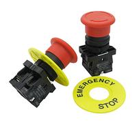 mxuteuk 2 pezzi 1NC 1NO 22mm Interruttore a pulsante di arresto di emergenza a fungo rosso AC 660V 10A HB2-ES545